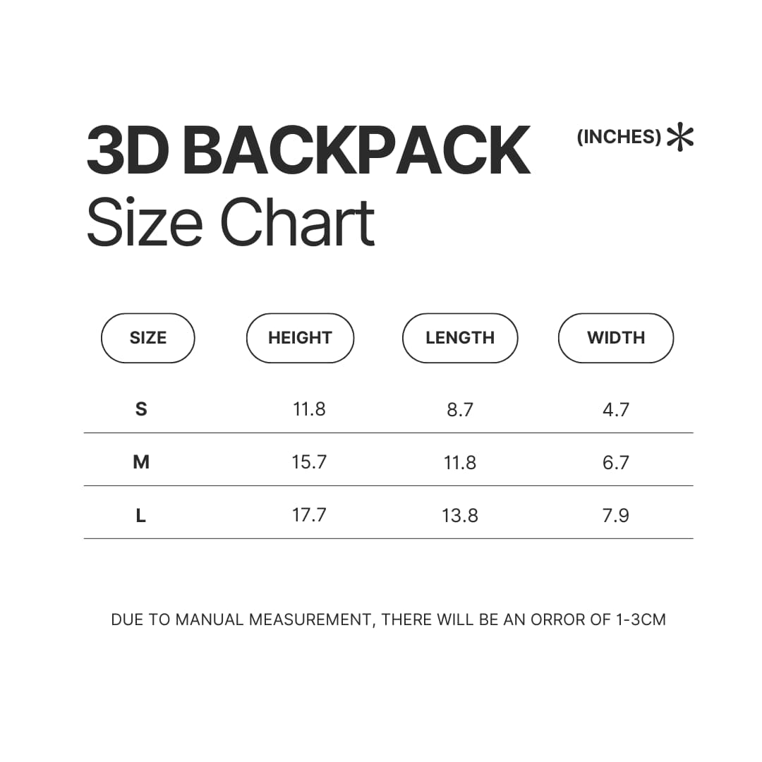 3D Backpack Size Chart - Ultrakill Store