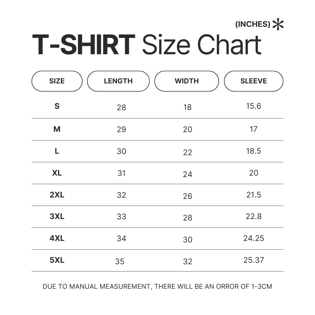T shirt Size Chart - Ultrakill Store